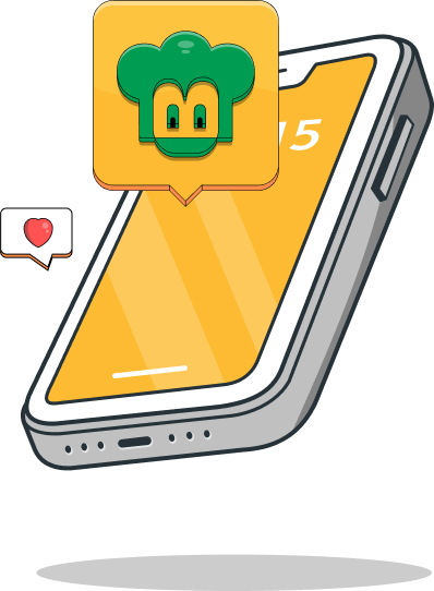 Ilustración de teléfono con app Blockbites